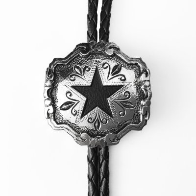 画像1: ウエスタン ボロタイ スター カットアウト オーバーレイ（シルバー・ブラック）/Western Bolo Tie Star