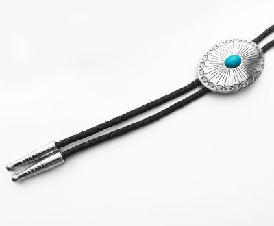 画像2: ウエスタン ボロタイ シルバーオーバル・ターコイズ/Western Bolo Tie