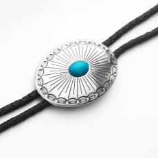 画像1: ウエスタン ボロタイ シルバーオーバル・ターコイズ/Western Bolo Tie (1)