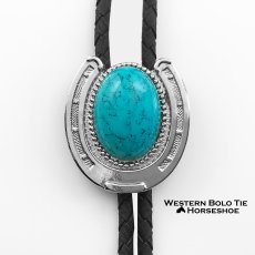 画像1: ウエスタン ボロタイ ホースシュー・ターコイズ/Western Bolo Tie(Horseshoe/Turquoise) (1)