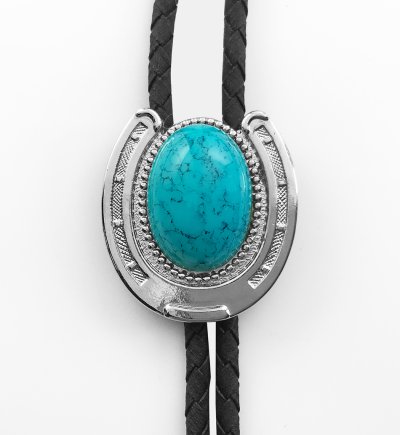 画像1: ウエスタン ボロタイ ホースシュー・ターコイズ/Western Bolo Tie(Horseshoe/Turquoise)