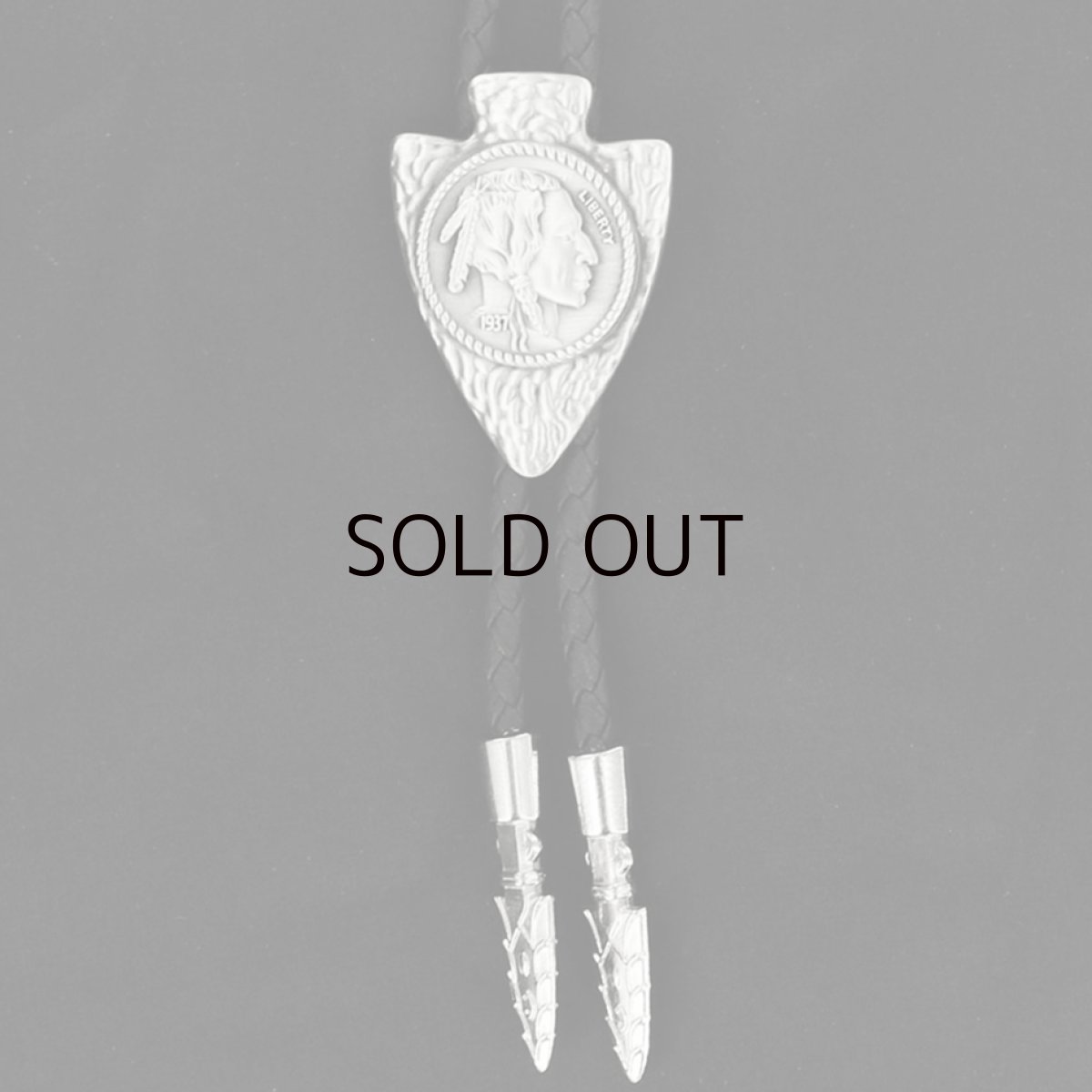 画像1: ウエスタン ボロタイ 5セントインディアン アローヘッドチップ/Western Bolo Tie 5cent Coin Arrowhead Tips (1)
