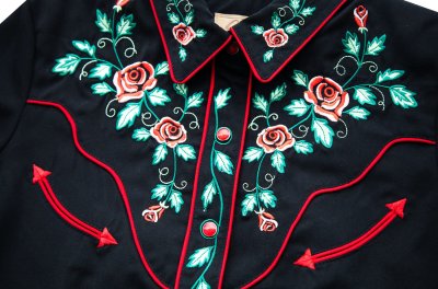 画像2: スカリー ウエスタン 刺繍 シャツ ブラック キャップスリーブ/Scully Western Shirt(Women's)