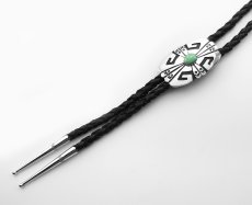 画像2: アメリカインディアン  ナバホ族 ハンドメイド シルバー&ターコイズ ボロタイ/Navajo Sterling Silver&Turquoise Bolo Tie (2)