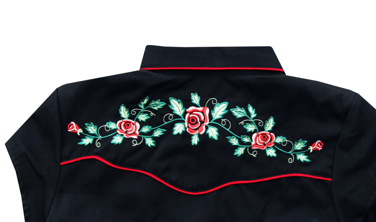 画像3: スカリー ウエスタン 刺繍 シャツ ブラック キャップスリーブ/Scully Western Shirt(Women's) (3)