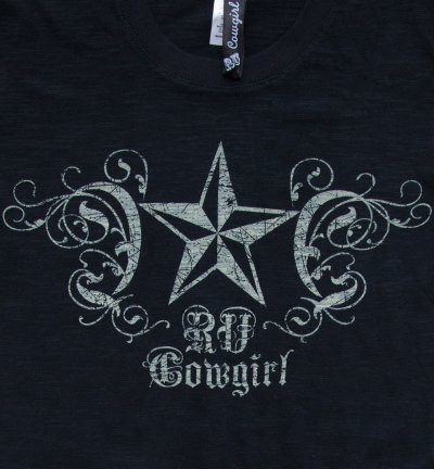 画像2: スター レディース ウエスタン Tシャツ（ブラック）/RU Cowgirl Star Black Burnout T-shirt(Women's)