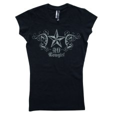 画像1: スター レディース ウエスタン Tシャツ（ブラック）/RU Cowgirl Star Black Burnout T-shirt(Women's) (1)
