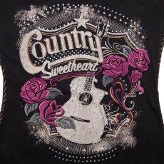 画像2: パンハンドルスリム ローズ刺繍 ラインストーン ウエスタン 半袖 Tシャツ カントリーギター カントリースイートハート（ブラック）/Panhandle Short Sleeve T-shirt(Women's) (2)