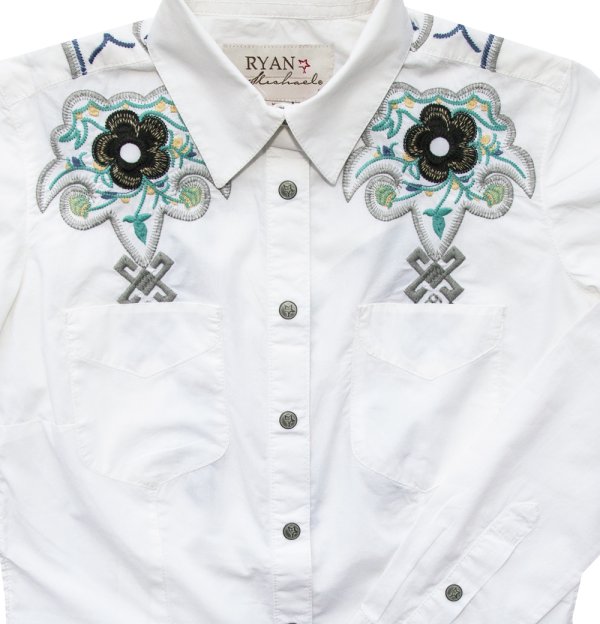 ライアン マイケル フローラル刺繍 スナップフロントレディース