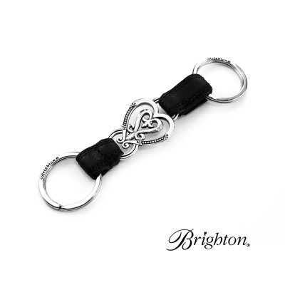 画像1: ブライトン ハート キーホルダー キーリング ハンドバッグ チャーム アメリカン アクセサリー(シルバー・ブラック)/Brighton Collectibles Key Fob Handbag Charm