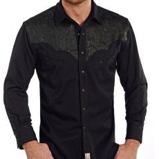画像1: パンハンドルスリム ブラックペーズリー 刺繍 ヨーク ウエスタン シャツ（長袖・ブラック）/Panhandle Slim Long Sleeve Western Shirt (1)