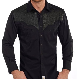 パンハンドルスリム ウエスタン シャツ（ダークレッド・グレー）M