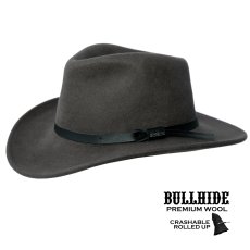 画像1: 大きいサイズのハット ブルハイド クラッシャブル ロールアップ ウール ハット ボイジャー（グレー）/Bullhide Crashable Rolled Up Wool Hat Voyager(Gray)  (1)