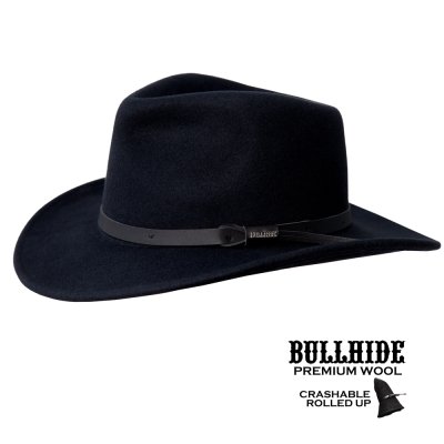 画像1: ブルハイド クラッシャブル ロールアップ ウール ハット ボイジャー（ブラック）大きいサイズもあり/Bullhide Crashable Rolled Up Wool Hat Voyager(Black) 