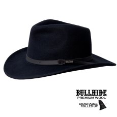 画像1: ブルハイド クラッシャブル ロールアップ ウール ハット ボイジャー（ブラック）大きいサイズもあり/Bullhide Crashable Rolled Up Wool Hat Voyager(Black)  (1)