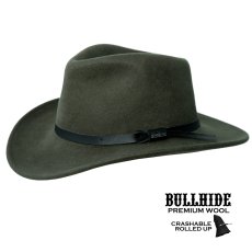 画像1: ブルハイド クラッシャブル ロールアップ ウール ハット ボイジャー（オリーブ）大きいサイズもあり/Bullhide Crashable Rolled Up Wool Hat Voyager(Olive)  (1)