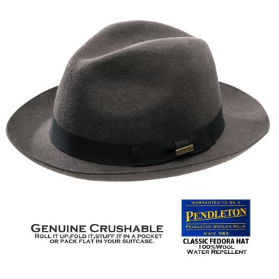 画像1: ペンドルトン クラシック フェドラ ハット(ダークグレー)L/Pendleton Classic Fedora Hat Dark Grey