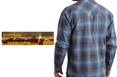 画像3: ステットソン フランネル ウエスタンシャツ（ブルー・ブラウン/長袖）S/Stetson Flannel Long Sleeve Western Shirt Blue/Brown Plaid