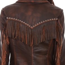 画像4: スカリー スタースタッズ &フリンジ レザー ウエスタン ジャケット(ブラウン)/Scully Studded Fringe Leather Western Jacket Brown(Women's) (4)