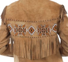 画像3: スカリー ビーズ&スタッズ フリンジ レザー ジャケット(バックスキン)/Scully Beaded Fringe Leather Jacket Buckskin(Women's) (3)