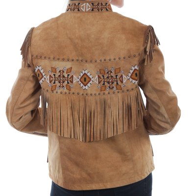 画像2: スカリー ビーズ&スタッズ フリンジ レザー ジャケット(バックスキン)/Scully Beaded Fringe Leather Jacket Buckskin(Women's)