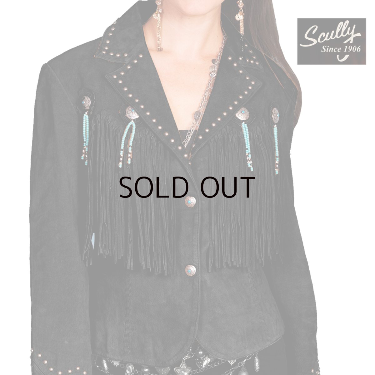 画像1: スカリー ビーズ&コンチョ スタッズ フリンジ レザー ジャケット（ブラック）/Scully Beaded Fringe Leather Jacket Black(Women's) (1)