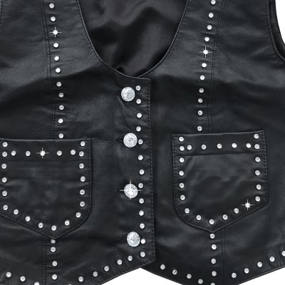 画像2: スカリー ラインストーン レディース レザー ベスト ブラック M/Scully Leather Vest Black(Women's)