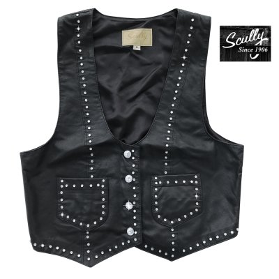画像1: スカリー ラインストーン レディース レザー ベスト ブラック M/Scully Leather Vest Black(Women's)