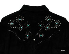 画像3: スカリー ターコイズ＆シルバースタッズ レザー ウエスタン シャツ ジャケット（ブラック）/Scully Leather Shirt Jacket Black(Women's) (3)