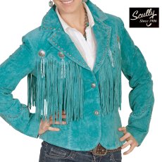 画像1: スカリー ビーズ&コンチョ スタッズ フリンジ レザー ジャケット（ターコイズ）S/Scully Beaded Fringe Leather Jacket Turquoise(Women's) (1)