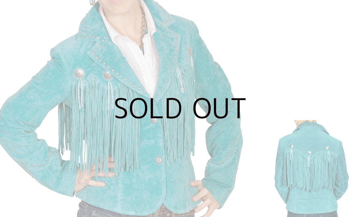 画像2: スカリー ビーズ&コンチョ スタッズ フリンジ レザー ジャケット（ブラック）/Scully Beaded Fringe Leather Jacket Black(Women's) (2)