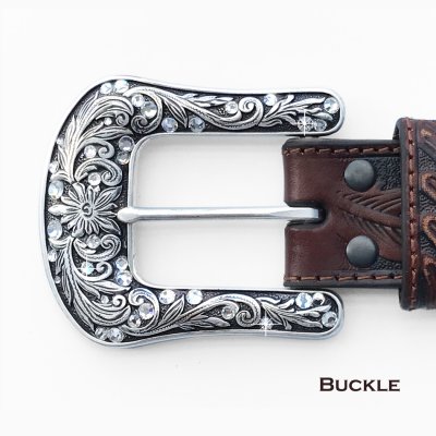 画像1: フローラル ラインストーン ウエスタン バックル/Ariat 1 1/2"  Western Buckle
