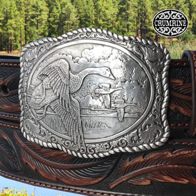 画像1: クラムライン アウトドア ベルト バックル フライングダック/Crumrine Belt Buckle Flying Ducks