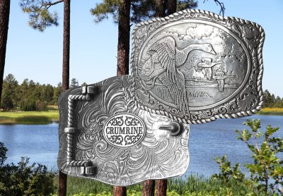 画像2: クラムライン アウトドア ベルト バックル フライングダック/Crumrine Belt Buckle Flying Ducks