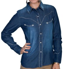 画像1: スカリー ウエスタン ウイップステッチ デニム シャツ（長袖/デニム）M/Scully Long Sleeve Western Shirt(Women's) (1)