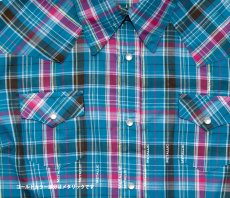 画像4: ラングラー スナップフロント ウエスタン シャツ ブルー（長袖/レディース）大きいサイズ L（身幅57cm）/Wrangler Long Sleeve Western Shirt Blue Plaid(Women's) (4)