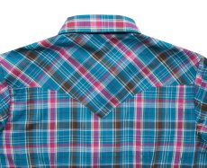 画像3: ラングラー スナップフロント ウエスタン シャツ ブルー（長袖/レディース）大きいサイズ L（身幅57cm）/Wrangler Long Sleeve Western Shirt Blue Plaid(Women's) (3)