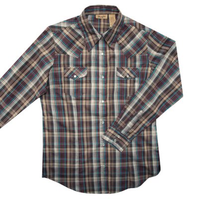 画像1: ラングラー スナップフロント ウエスタン シャツ ブラウン・タン(長袖/レディース)S/Wrangler Long Sleeve Western Shirt Brown Plaid(Women's)