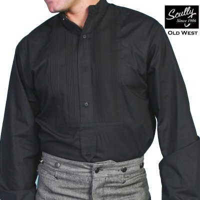 画像1: スカリー フロンティア クラシック オールドウェスト タキシード フロント ビブ ギャンブラーシャツ M(長袖/ブラック)/Scully Tuxedo Front Bib Gambler Shirt Black(Men's)
