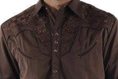 画像3: スカリー ウエスタン 刺繍シャツ（長袖/モカブラウン）S/Scully Long Sleeve Embroidered Western Shirt (Men's) (3)