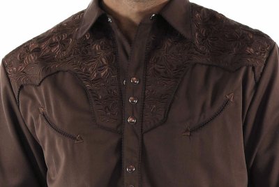 画像3: スカリー ウエスタン 刺繍シャツ（長袖/モカブラウン）S/Scully Long Sleeve Embroidered Western Shirt (Men's)