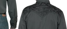 画像2: スカリー ウエスタン 刺繍 シャツ（長袖/チャコール）/Scully Long Sleeve Embroidered Western Shirt(Men's) (2)