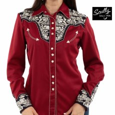 画像1: スカリー 刺繍 ウエスタン シャツ（長袖/レッド・シルバー・ネイビー）S/Scully Long Sleeve Western Shirt(Women's)  (1)