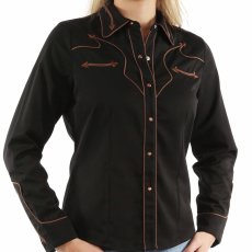 画像1: スカリー パイピング&アローチップ ウエスタン シャツ（長袖/ブラック）S/Scully Long Sleeve Western Shirt(Women's) (1)