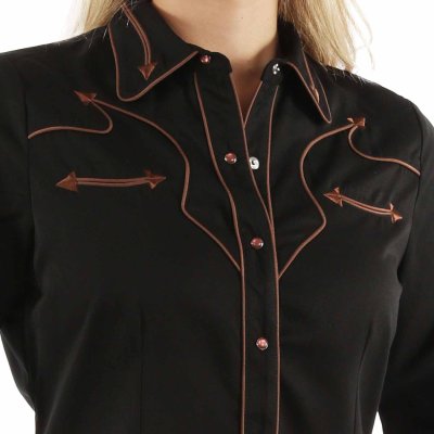 画像1: スカリー パイピング&アローチップ ウエスタン シャツ（長袖/ブラック）S/Scully Long Sleeve Western Shirt(Women's)
