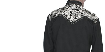 画像2: スカリー ウエスタン 刺繍 シャツ（長袖/ブラック・シルバー）XS（身幅54cm）/Scully Long Sleeve Embroidered Western Shirt(Men's)