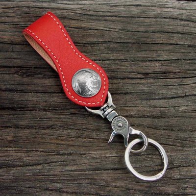 画像1: ファニー 5￠ループキーホルダー（ディアスキン レッド/インディアン）/Funny 5￠Loop Key Holder(Deerskin Red)