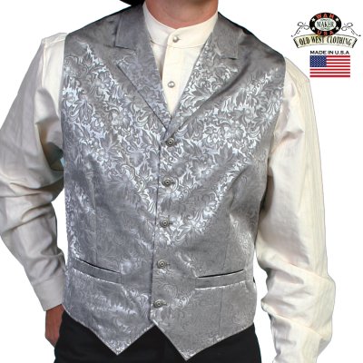 画像1: ワーメーカー シルク ベスト(フローラルシルバー)S/Wah Maker Old West Vest(Grey)