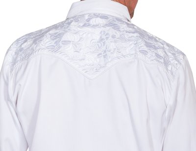 画像2: スカリー ウエスタン 刺繍 シャツ（長袖/ホワイト・ホワイト）S（身幅56cm）/Scully Long Sleeve Embroidered Western Shirt(Men's)