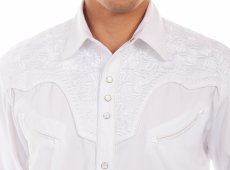 画像2: スカリー ウエスタン 刺繍 シャツ（長袖/ホワイト・ホワイト）S（身幅56cm）/Scully Long Sleeve Embroidered Western Shirt(Men's) (2)